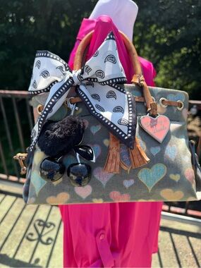 Dooney & Bourke Pastel Heart Satchel with Cherry Charm